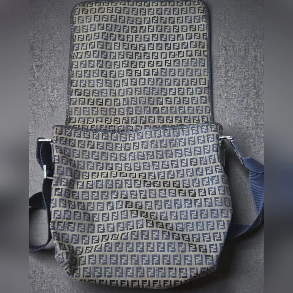 Fendi Monogram Navy Men's Messenger Bag